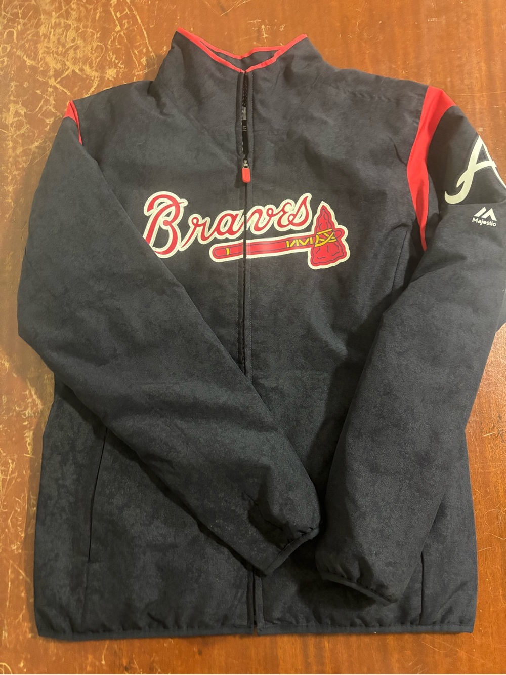 Women’s Atlanta Braves navy on-field Therma Base thermal full-zip jacket